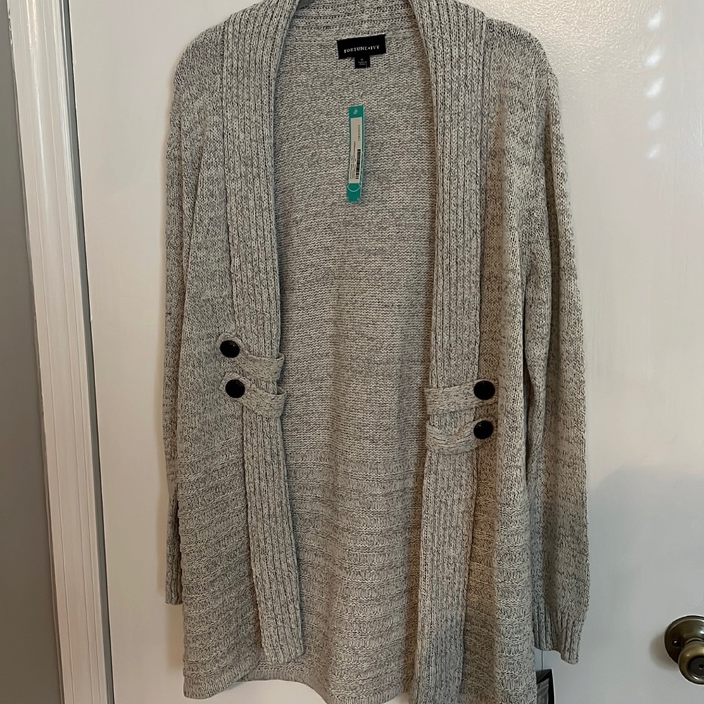 Fortune Ivy Gray Cardigan NWT